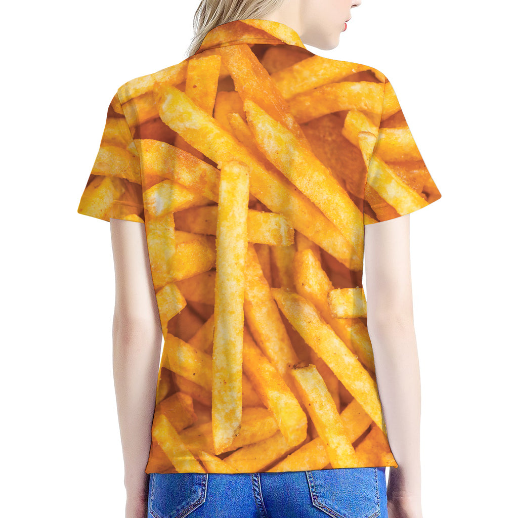 French Fries Print Women's Polo Shirt