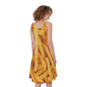 French Fries Print Women's Sleeveless Dress