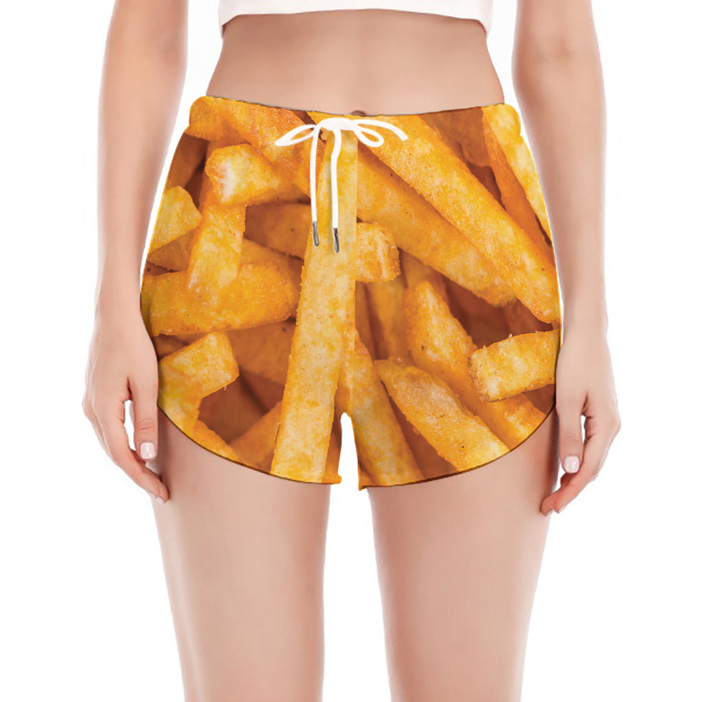 French Fries Print Women's Split Running Shorts