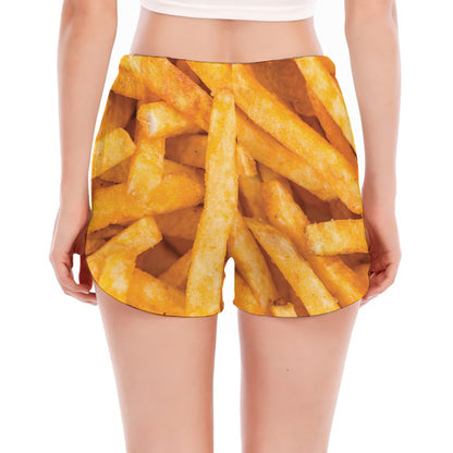 French Fries Print Women's Split Running Shorts