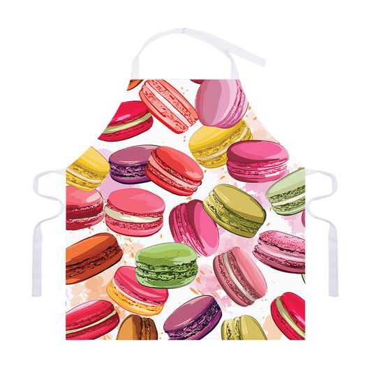 French Macaron Pattern Print Adjustable Apron