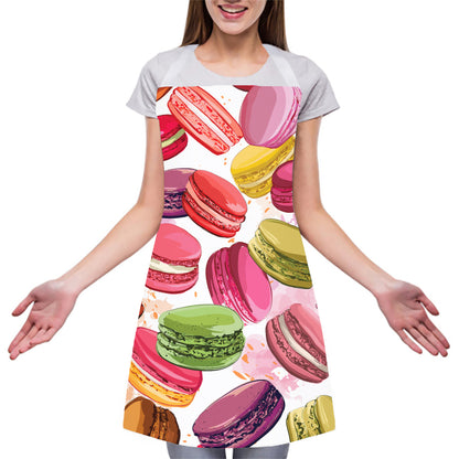 French Macaron Pattern Print Adjustable Apron