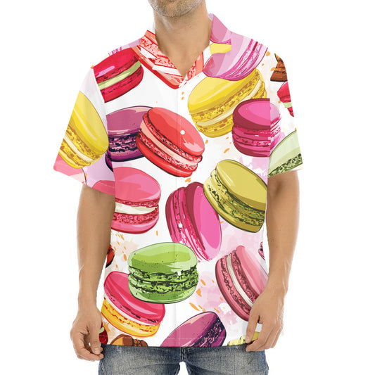 French Macaron Pattern Print Aloha Shirt