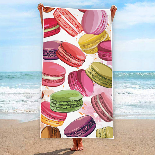 French Macaron Pattern Print Beach Towel