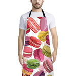 French Macaron Pattern Print Bib Apron With Pocket