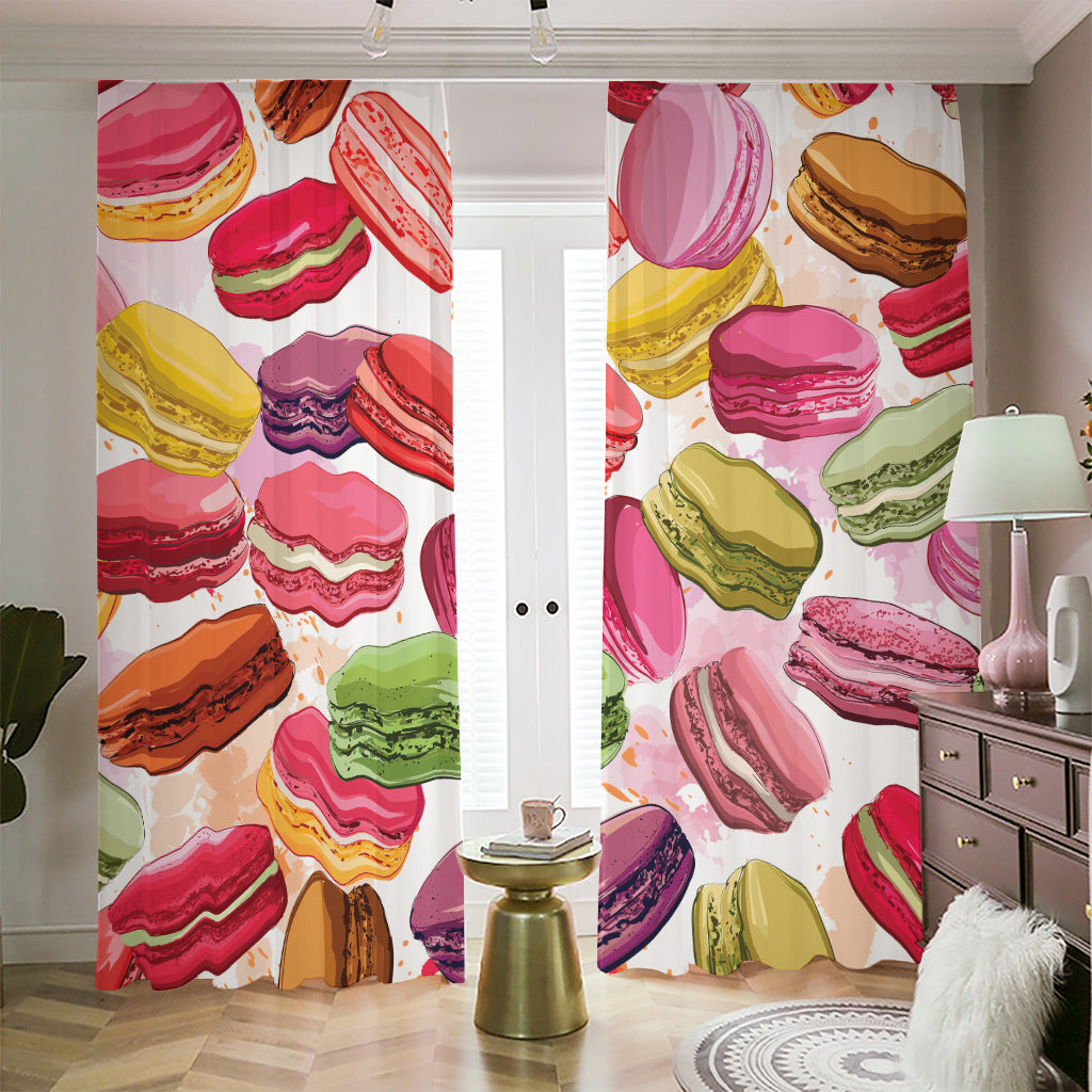 French Macaron Pattern Print Blackout Pencil Pleat Curtains