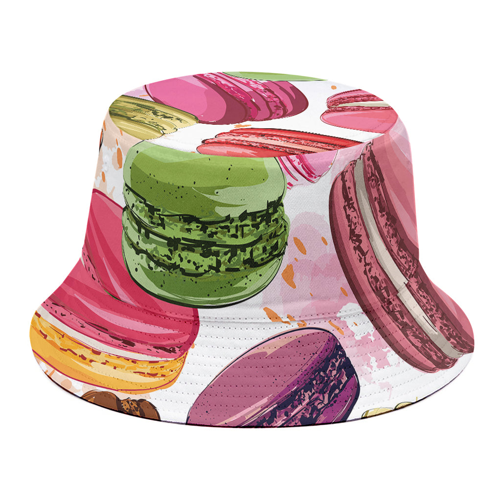 French Macaron Pattern Print Bucket Hat