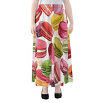 French Macaron Pattern Print Chiffon Maxi Skirt