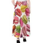 French Macaron Pattern Print Chiffon Maxi Skirt