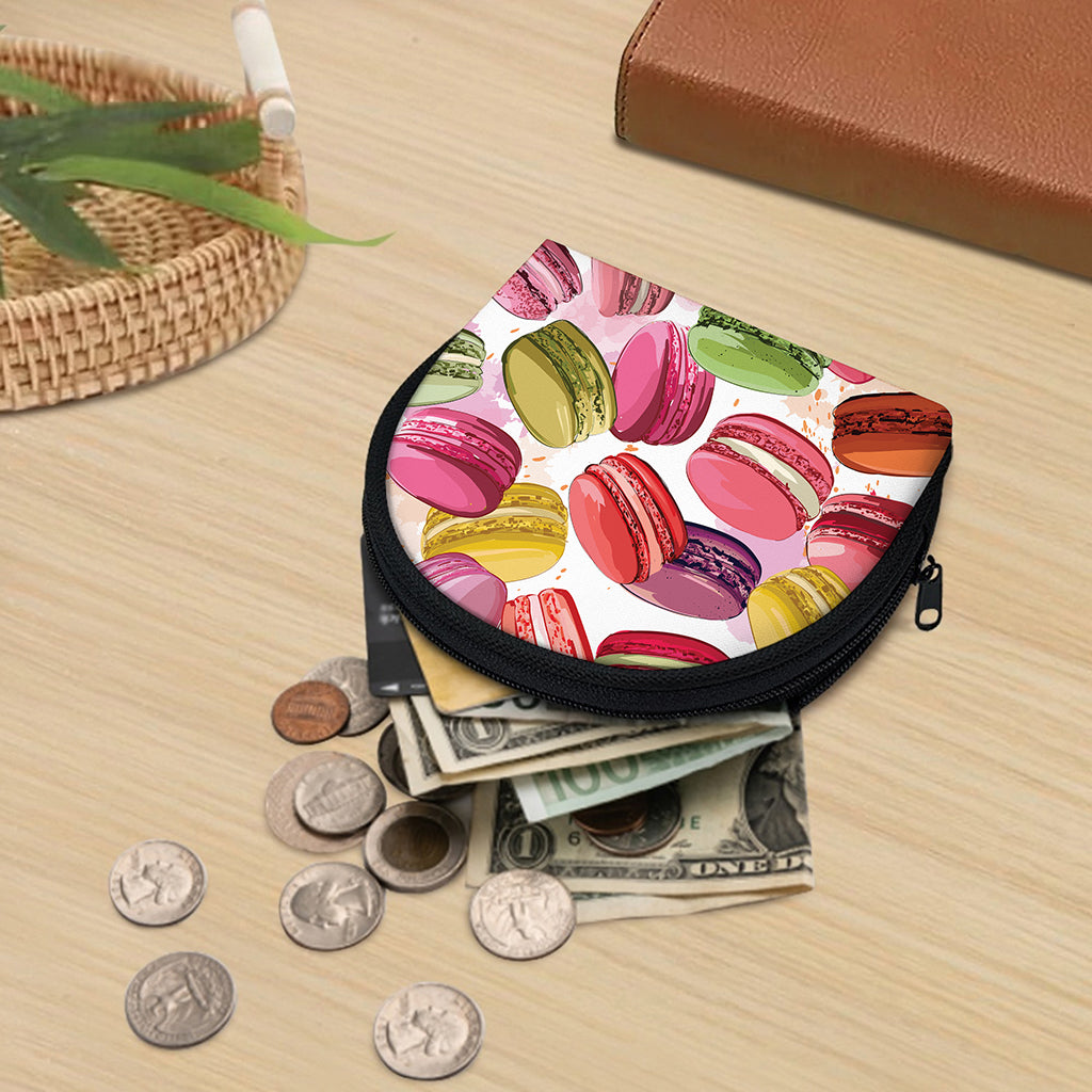French Macaron Pattern Print Coin Purse