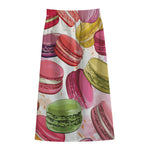 French Macaron Pattern Print Cotton Front Slit Maxi Skirt