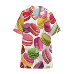 French Macaron Pattern Print Cotton Hawaiian Shirt