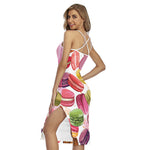 French Macaron Pattern Print Cross Back Cami Dress