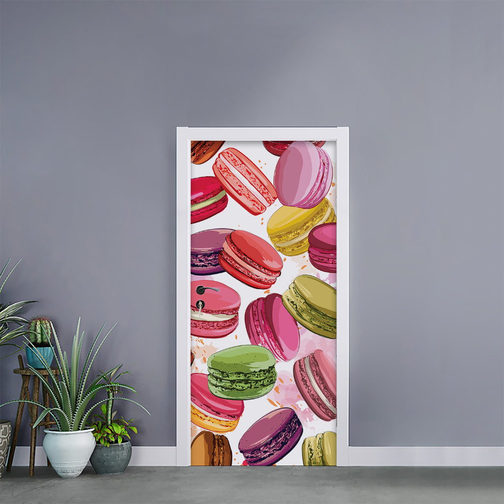 French Macaron Pattern Print Door Sticker