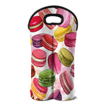 French Macaron Pattern Print Double Neoprene Wine Tote