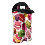 French Macaron Pattern Print Double Neoprene Wine Tote