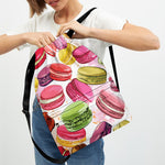 French Macaron Pattern Print Drawstring Backpack