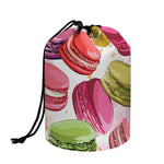French Macaron Pattern Print Drawstring Makeup Bag