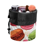 French Macaron Pattern Print Drawstring Makeup Bag