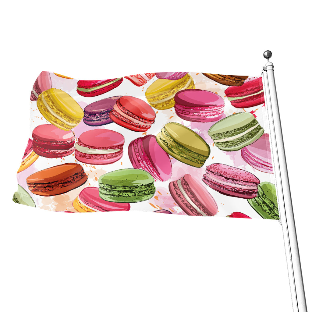 French Macaron Pattern Print Flag