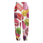 French Macaron Pattern Print Fleece Lined Knit Pants