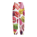 French Macaron Pattern Print Fleece Lined Knit Pants
