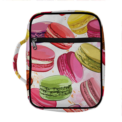 French Macaron Pattern Print Front Pocket Bible Bag
