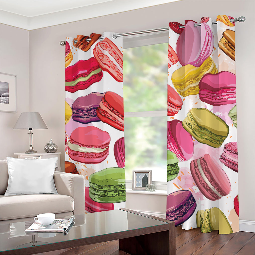 French Macaron Pattern Print Grommet Curtains