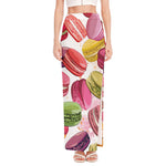 French Macaron Pattern Print High Slit Maxi Skirt