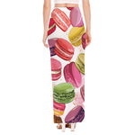 French Macaron Pattern Print High Slit Maxi Skirt