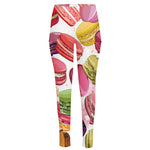 French Macaron Pattern Print High-Waisted Pocket Leggings