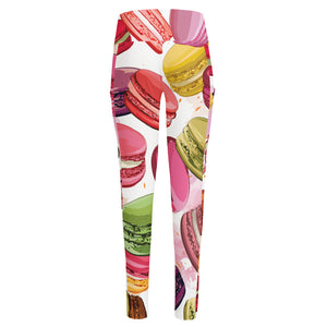 French Macaron Pattern Print High-Waisted Pocket Leggings