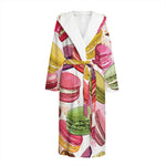 French Macaron Pattern Print Hooded Bathrobe