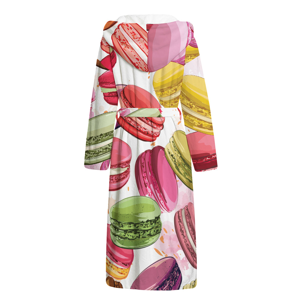 French Macaron Pattern Print Hooded Bathrobe
