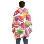 French Macaron Pattern Print Hoodie Blanket