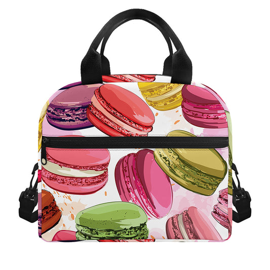 French Macaron Pattern Print Insulated Lunch Bag
