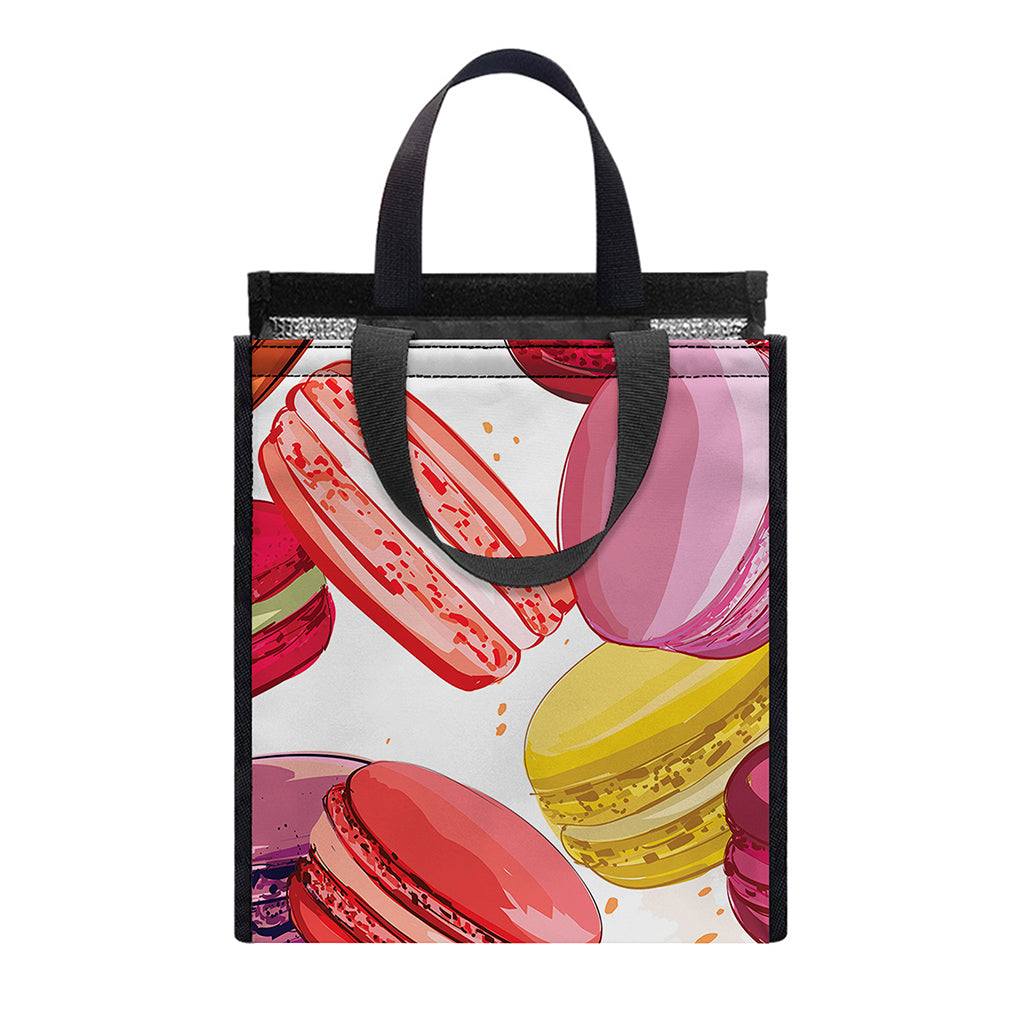 French Macaron Pattern Print Insulated Lunch Tote