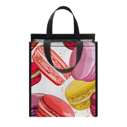 French Macaron Pattern Print Insulated Lunch Tote