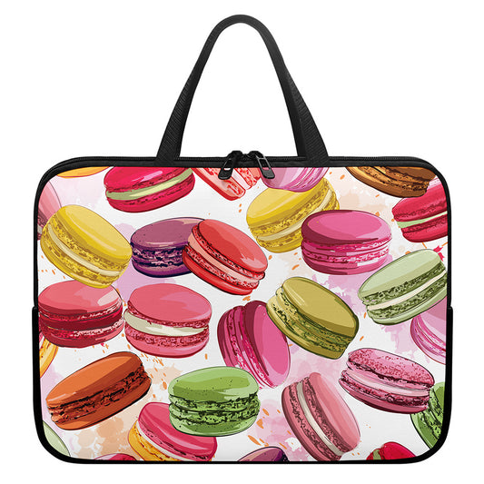 French Macaron Pattern Print Laptop Sleeve With Handle