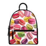French Macaron Pattern Print Leather Backpack