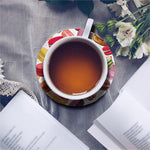 French Macaron Pattern Print Leather Coaster Set