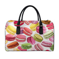 French Macaron Pattern Print Leather Duffel Bag