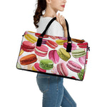 French Macaron Pattern Print Leather Duffle Bag