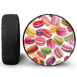 French Macaron Pattern Print Leather Spare Tire Cover