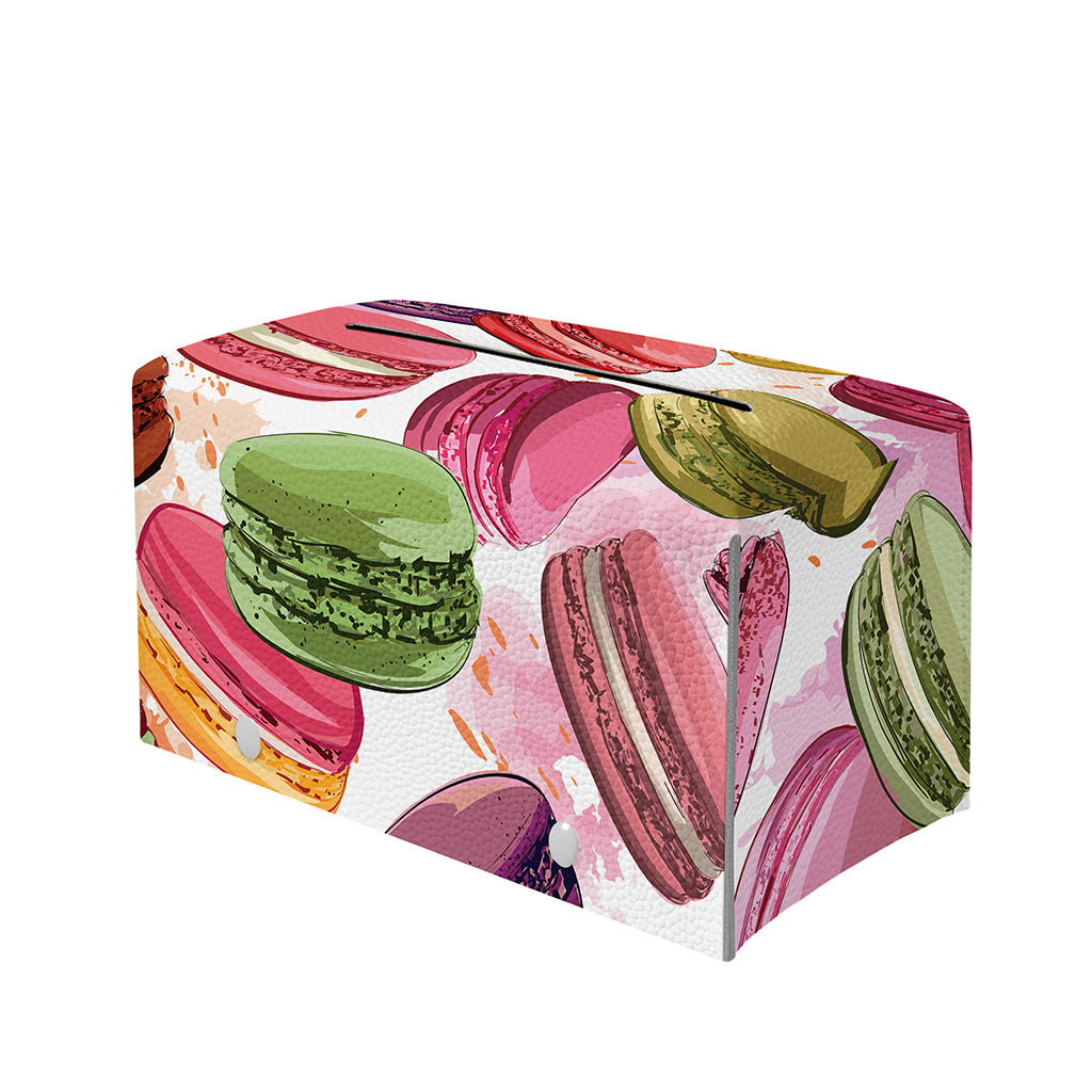 French Macaron Pattern Print Leather Tissue Box Cover