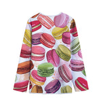 French Macaron Pattern Print Long Sleeve Short Coat