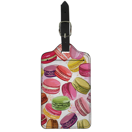 French Macaron Pattern Print Luggage Tag