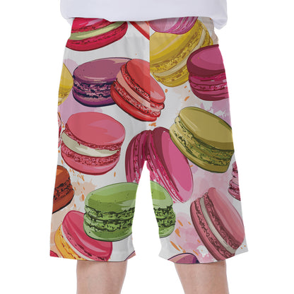 French Macaron Pattern Print Men's Beach Shorts