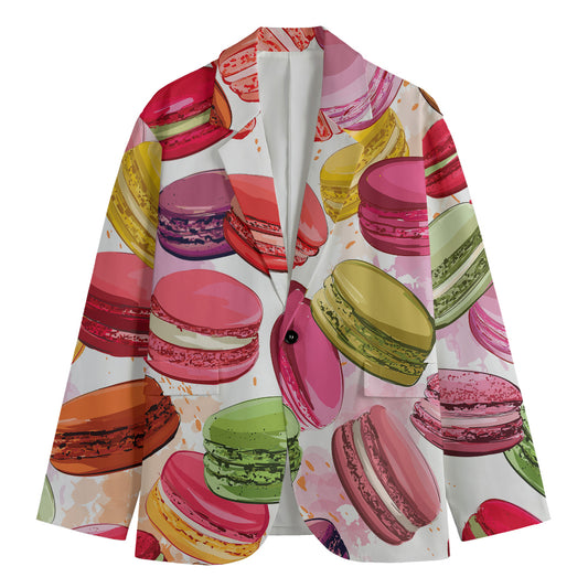 French Macaron Pattern Print Men's Cotton Blazer