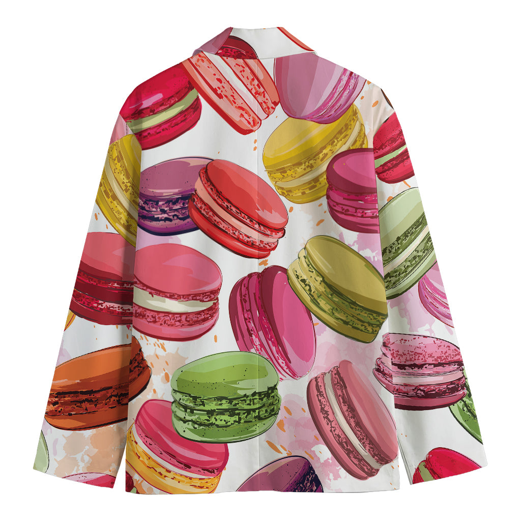 French Macaron Pattern Print Men's Cotton Blazer